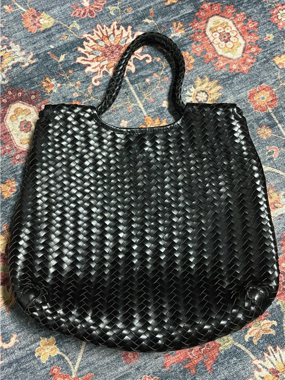 Woven Bembien Leather Tote Bag - Black